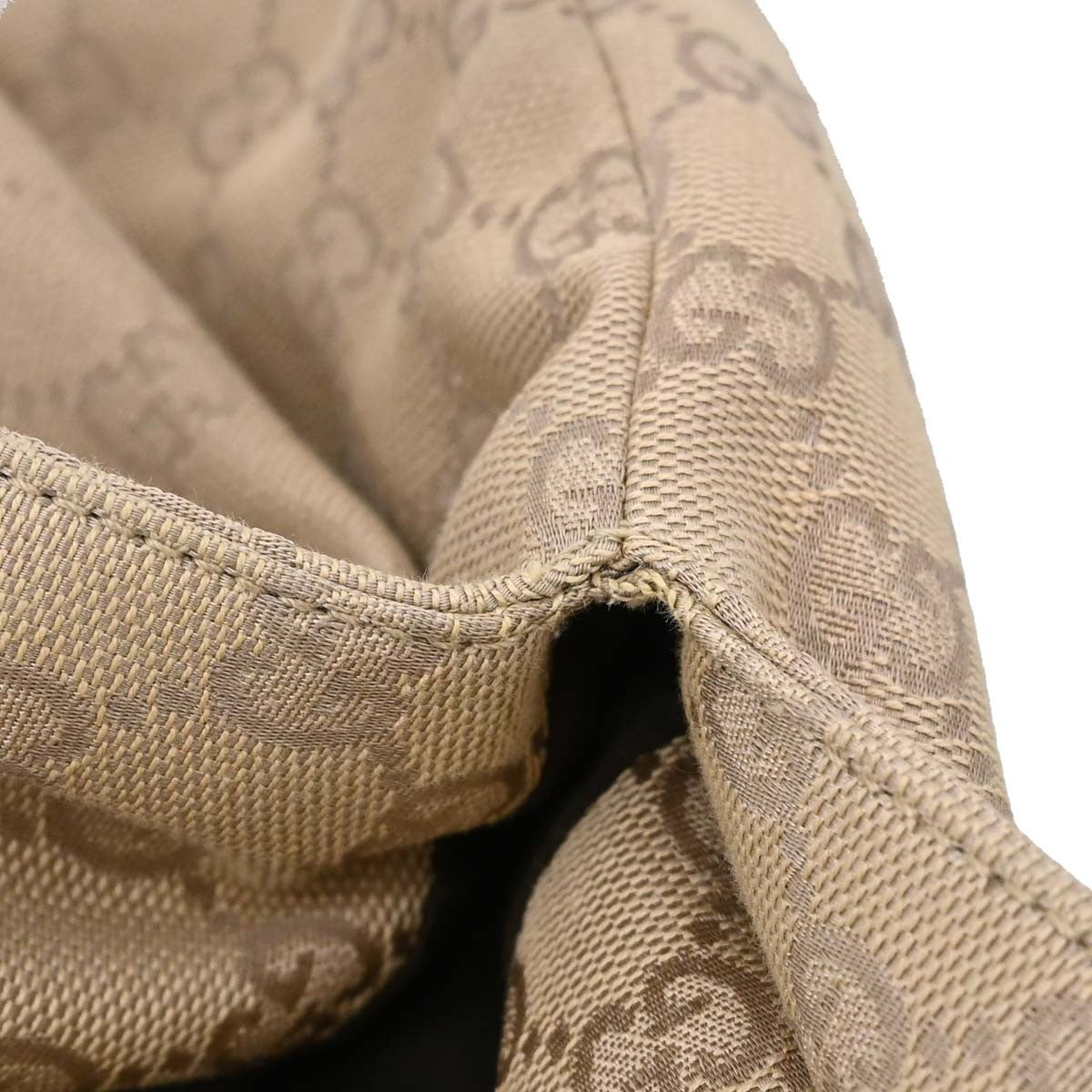 Gucci Bamboo Frame Satchel Gg Canvas Beige Canvas Handbag (Pre-Owned)