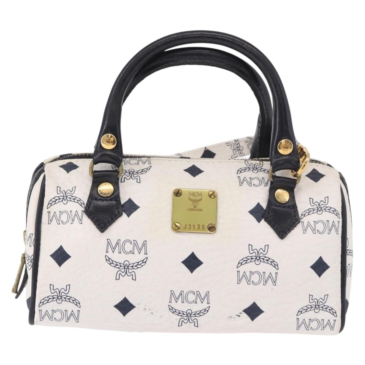 MCM Visetos Leather White Leather Handbag (Pre-Owned)