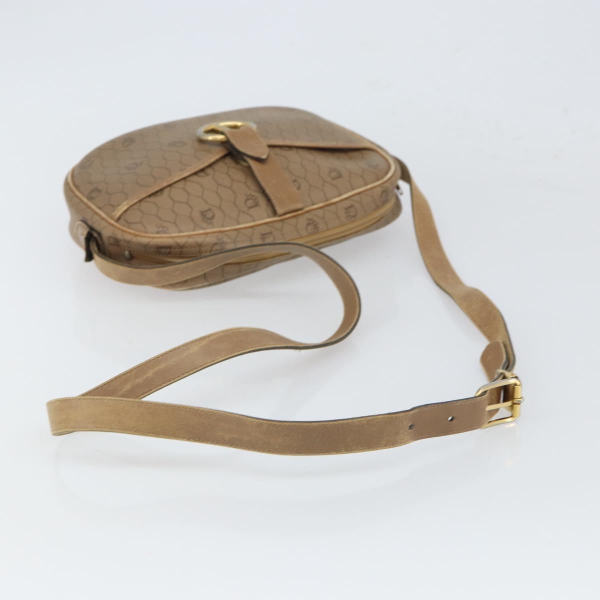 Christian Dior Vintage Honeycomb Canvas And Leather Beige Canvas Shoulder Bag Bag (Pre-Owned)