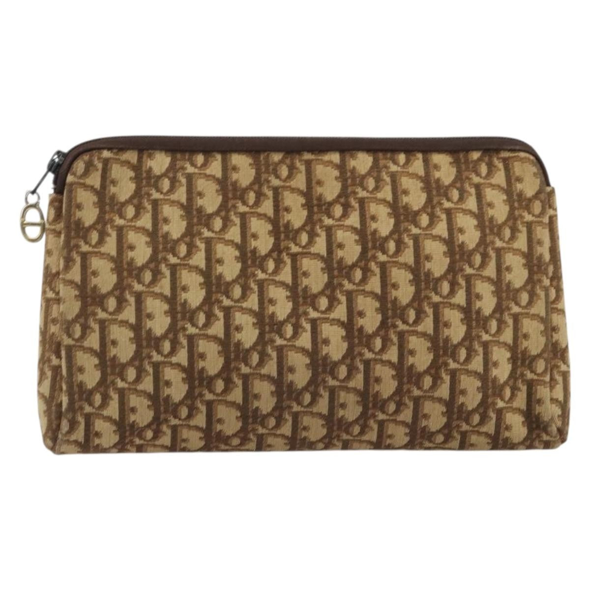 Christian Dior Vintage Trotter Canvas Brown Canvas Clutche & Pouche Bag (Pre-Owned)