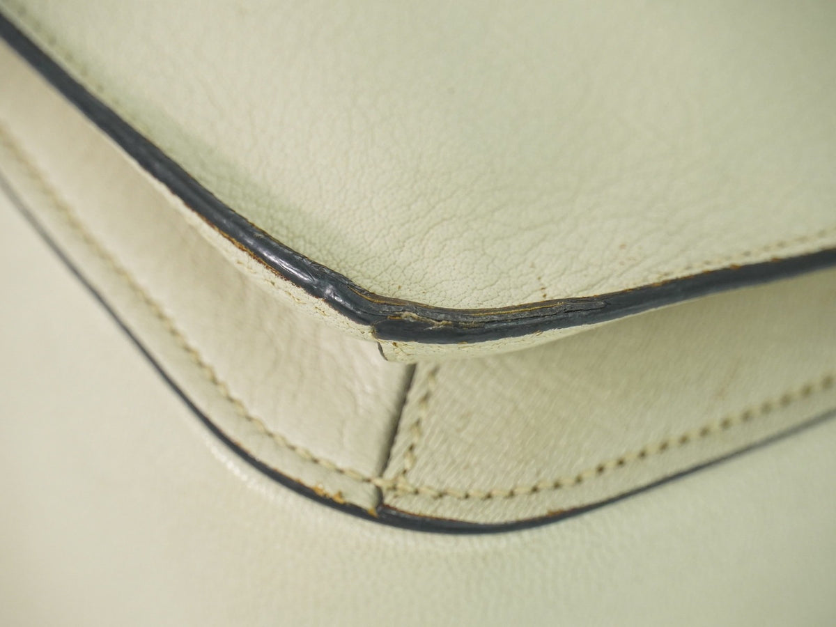 Miu Miu Madras Convertible Lock Leather Beige Leather Tote Bag Bag (Pre-Owned)