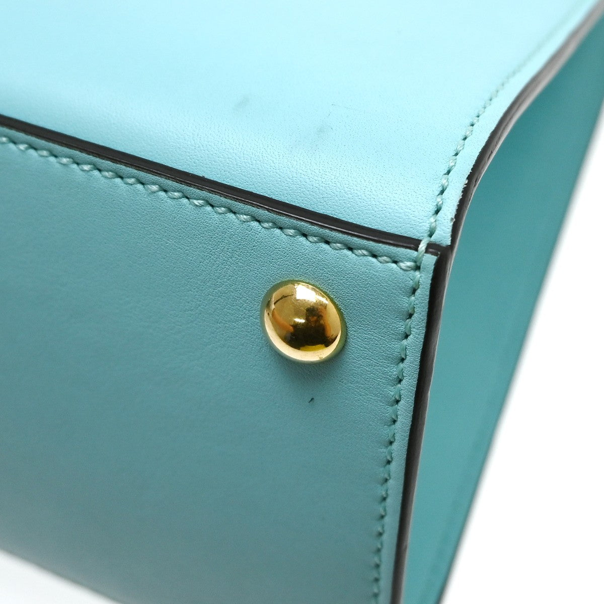 Gucci Padlock Top Handle Leather Blue Leather Handbag (Pre-Owned)