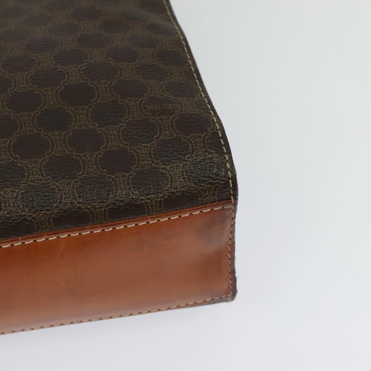 Celine Vintage Macadam Circle Logo Canvas And Leather Brown Canvas Shoulder Bag Bag (Pre-Owned)
