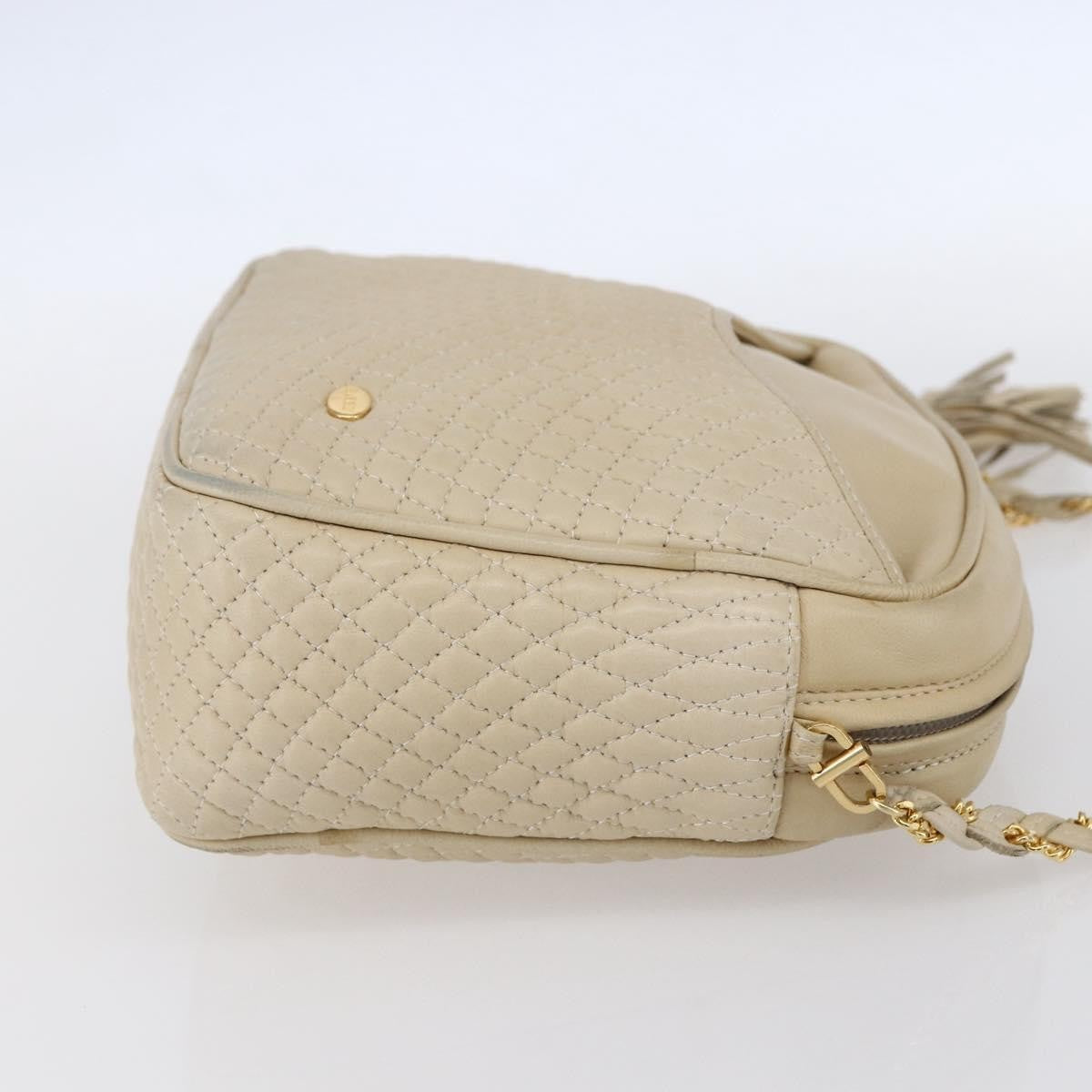Bally Vintage Quilted Leather Ecru Leather Shoulder Bag Bag (Pre-Owned)