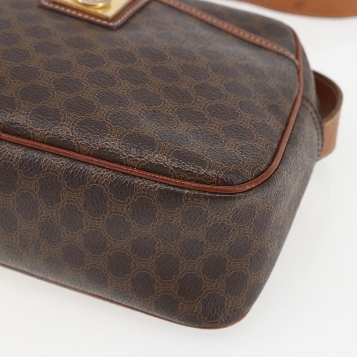 Celine Vintage Macadam Canvas And Leather Brown Canvas Shoulder Bag Bag (Pre-Owned)