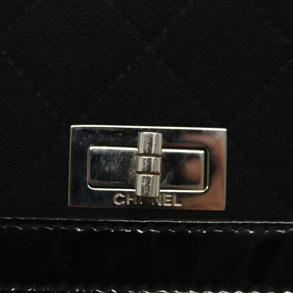 Chanel Vintage Mademoiselle Flap Quilted Canvas With Patent Black Canvas Shoulder Bag Bag (Pre-Owned)