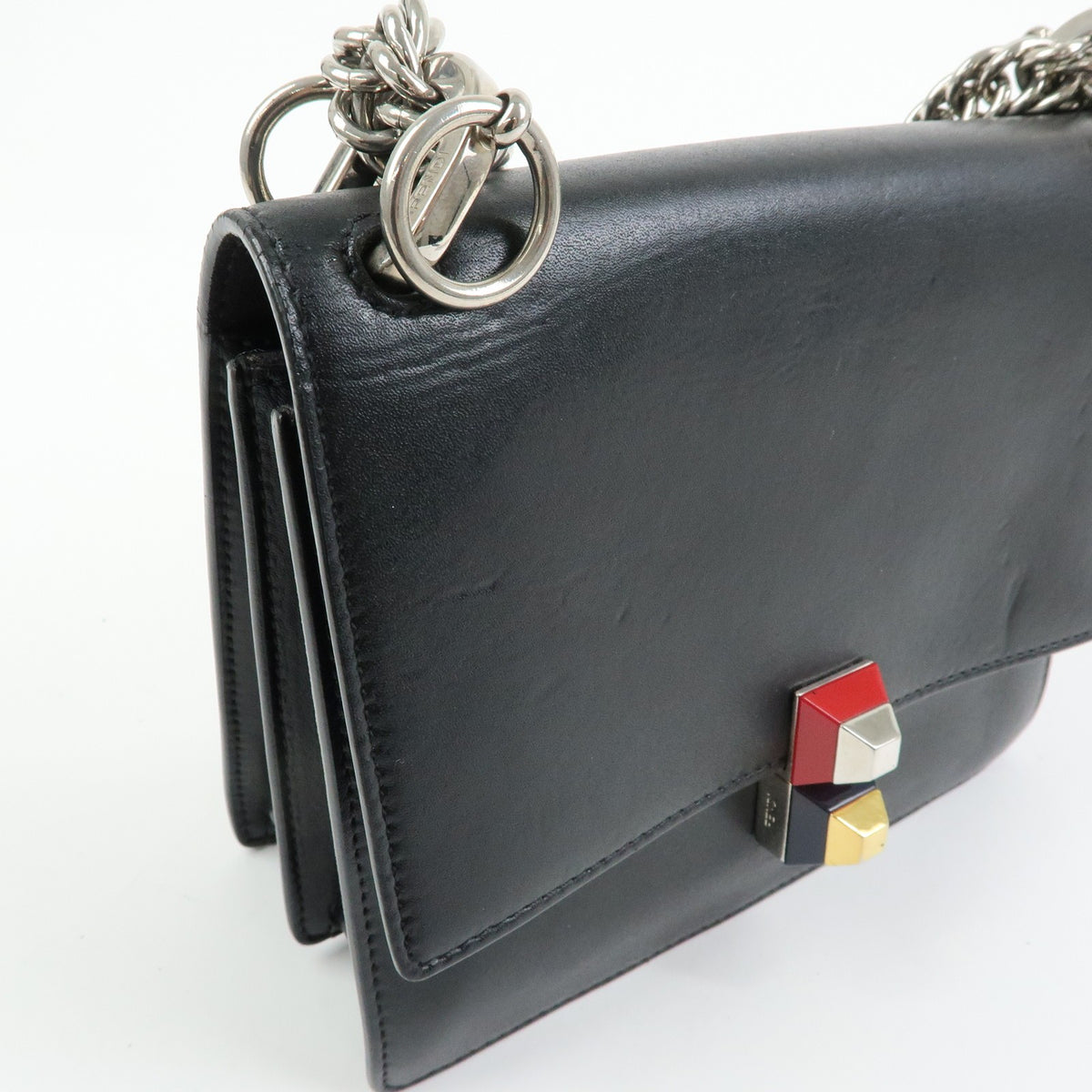 Fendi Kan I Leather Black Leather Shoulder Bag Bag (Pre-Owned)
