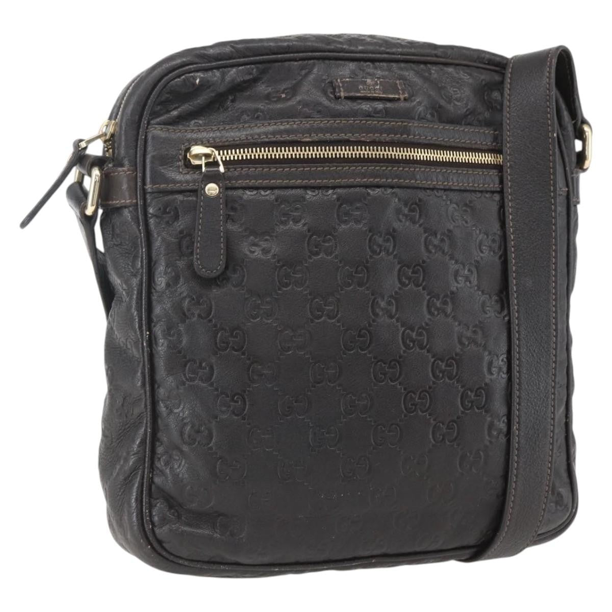Gucci Front Zip Messenger Guccissima Leather Brown Leather Shoulder Bag Bag (Pre-Owned)