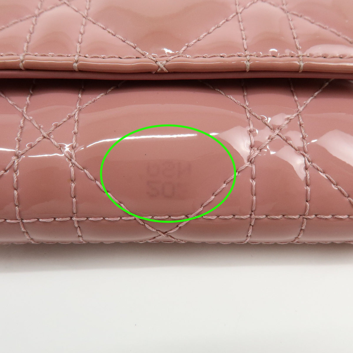 Christian Dior Lady Dior Cannage Quilt Leather Pink Patent_Leather Wallets Accessory (Pre-Owned)