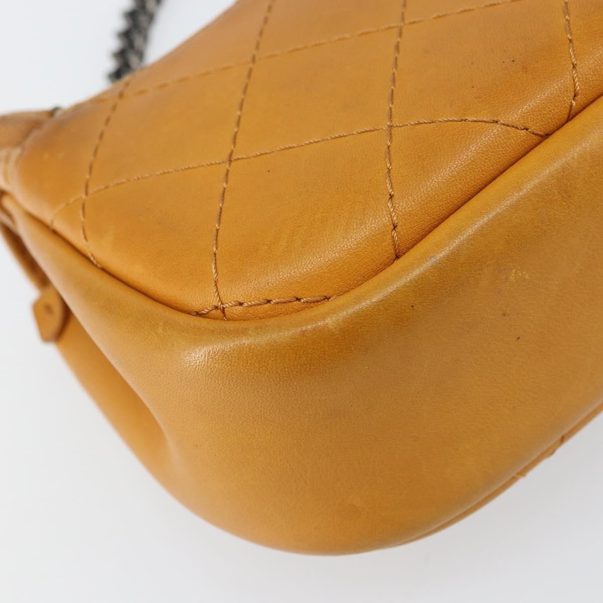 Chanel Chain Flap Quilted Leather Orange Leather Shoulder Bag Bag (Pre-Owned)