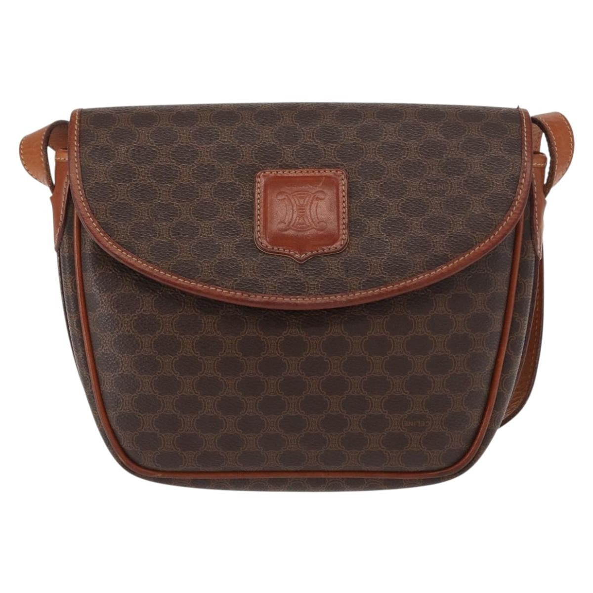 Celine Vintage Macadam Canvas And Leather Brown Canvas Shoulder Bag Bag (Pre-Owned)