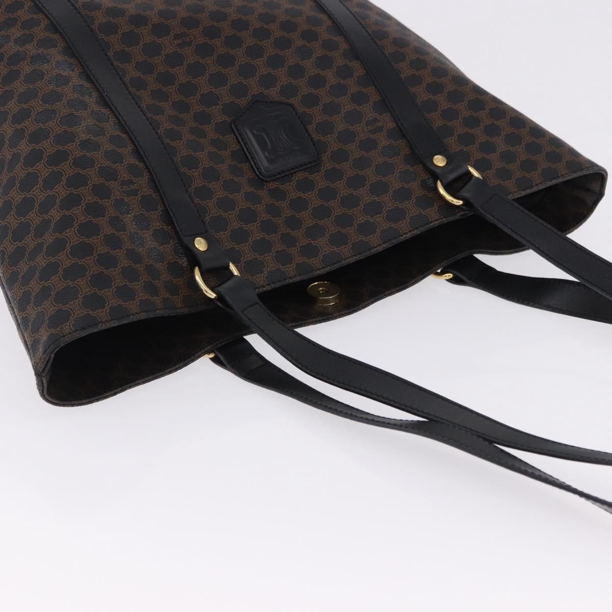 Celine Vintage Macadam Canvas And Leather Black Canvas Shoulder Bag Bag (Pre-Owned)