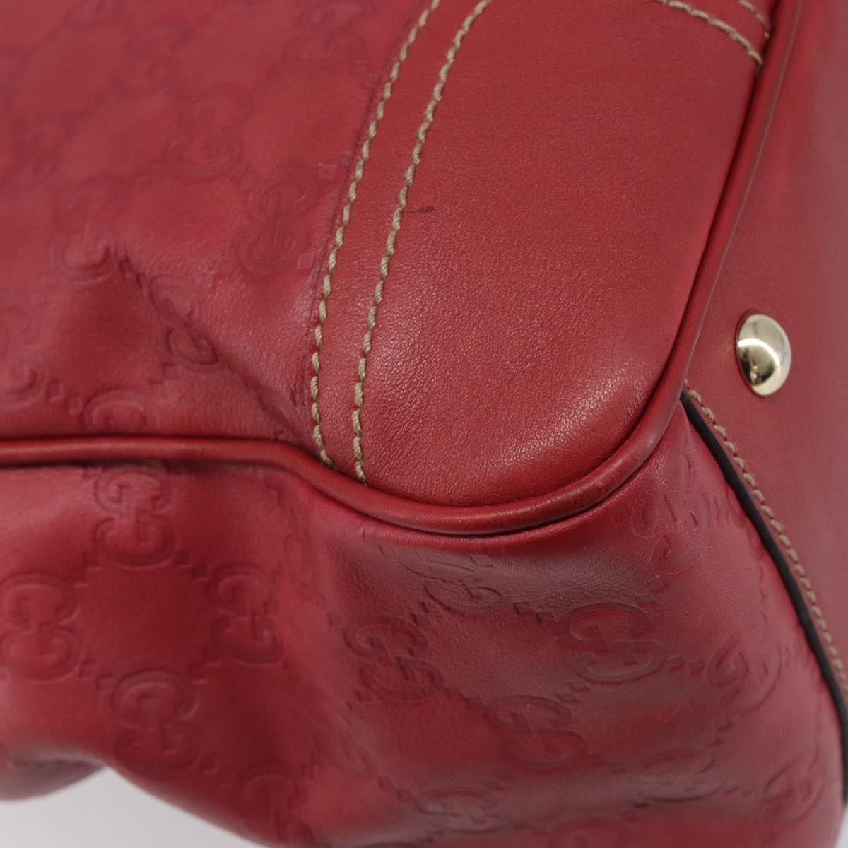 Gucci Princy Boston Guccissima Leather Red Leather Handbag (Pre-Owned)