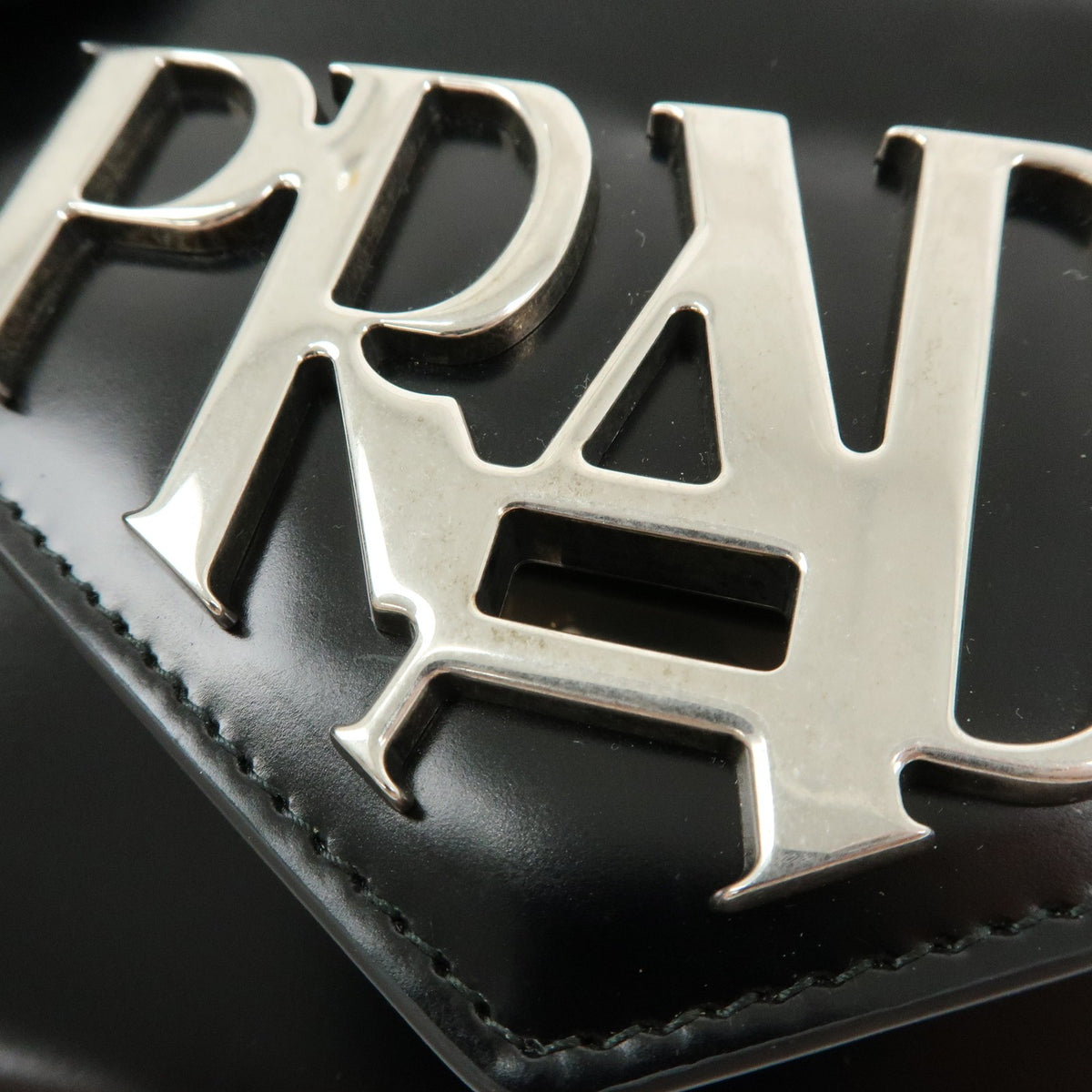 Prada Envelope Logo Clutch Spazzolato Leather Black Leather Clutche & Pouche Bag (Pre-Owned)