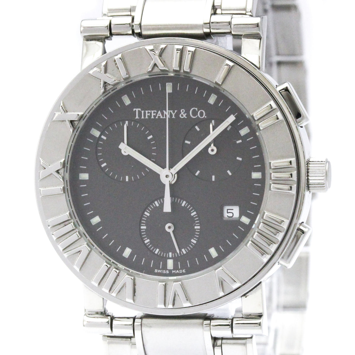Tiffany & Co. Atlas Date Chronograph Quartz Stainless Steel Watch (Pre-Owned)