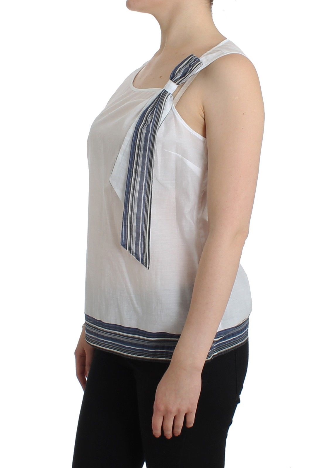 Ermanno Scervino White Blue Top Blouse Tank Shirt Women's Sleeveless
