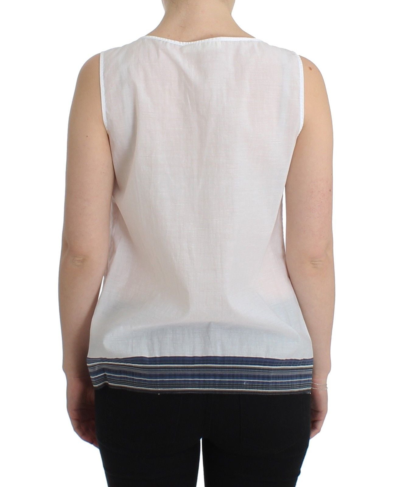 Ermanno Scervino White Blue Top Blouse Tank Shirt Women's Sleeveless