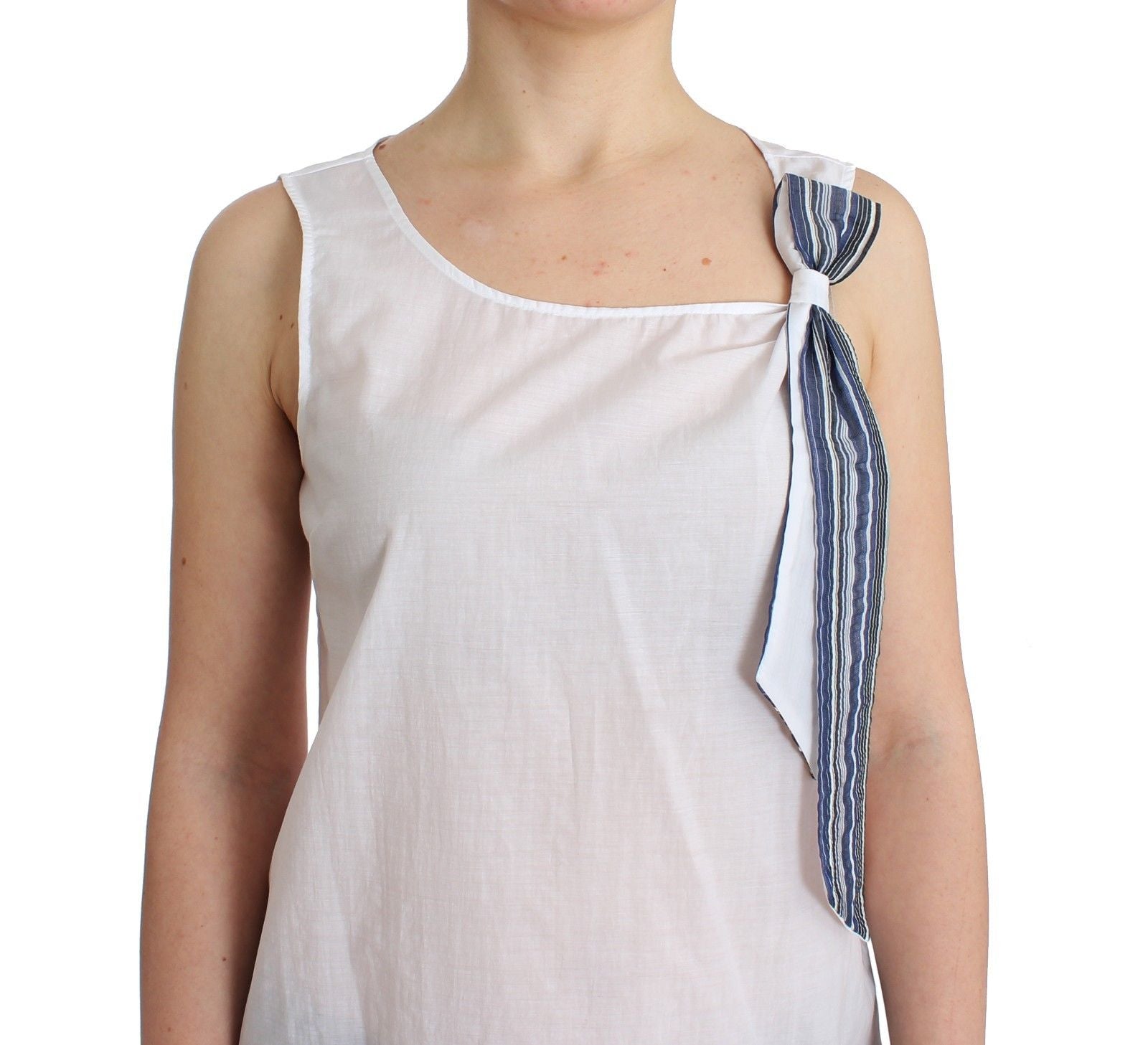 Ermanno Scervino White Blue Top Blouse Tank Shirt Women's Sleeveless