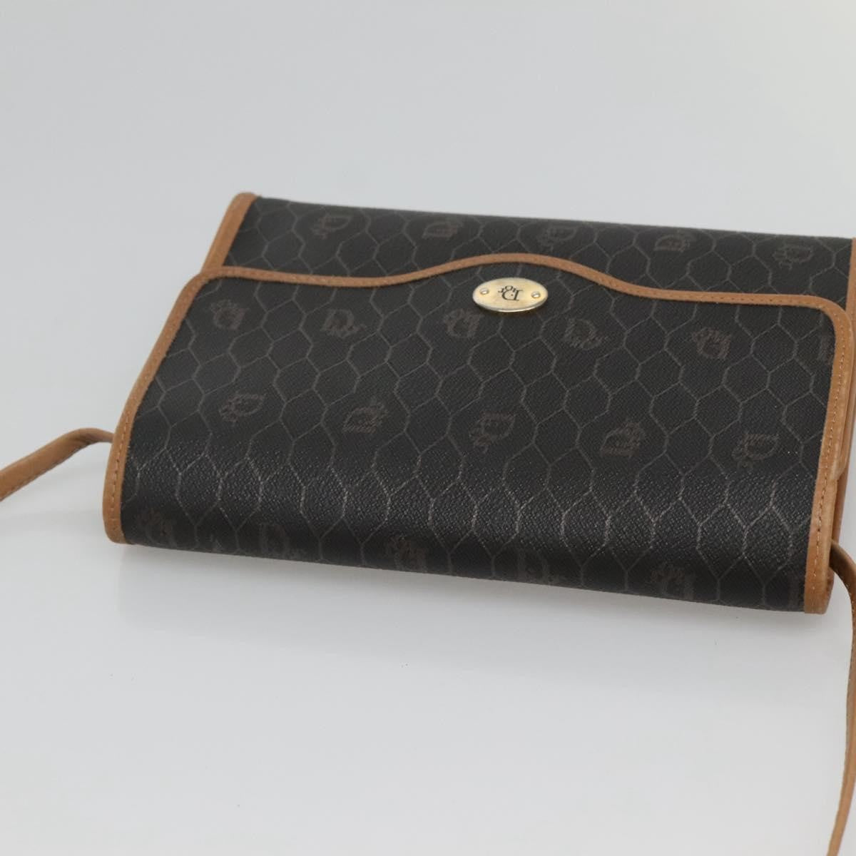 Christian Dior Vintage Honeycomb Flap Coated Canvas Black Canvas Shoulder Bag Bag (Pre-Owned)