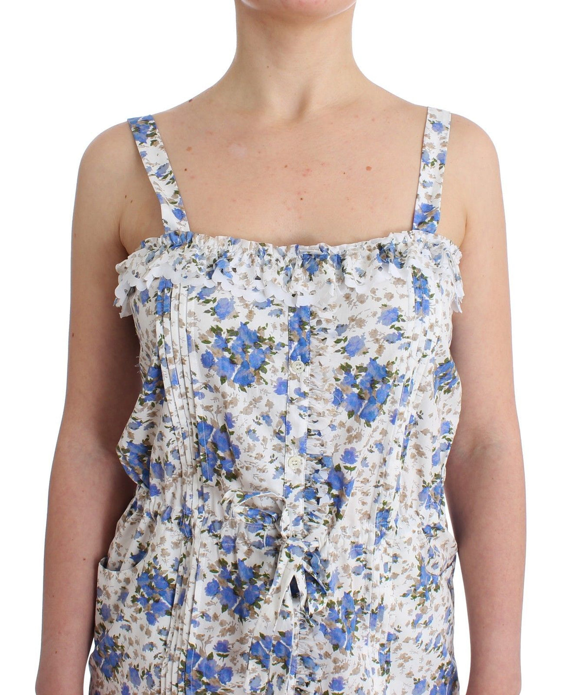 Ermanno Scervino Beachwear Blue Floral Beach Mini Dress Women's Short