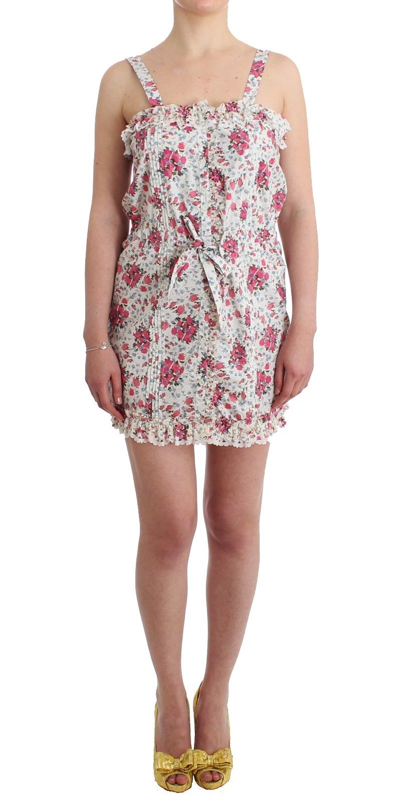 Ermanno Scervino Beachwear Pink Floral Beach Mini Dress Women's Short