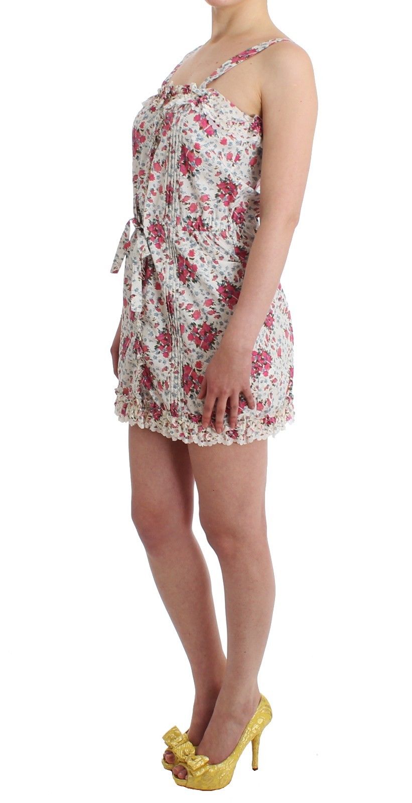 Ermanno Scervino Beachwear Pink Floral Beach Mini Dress Women's Short