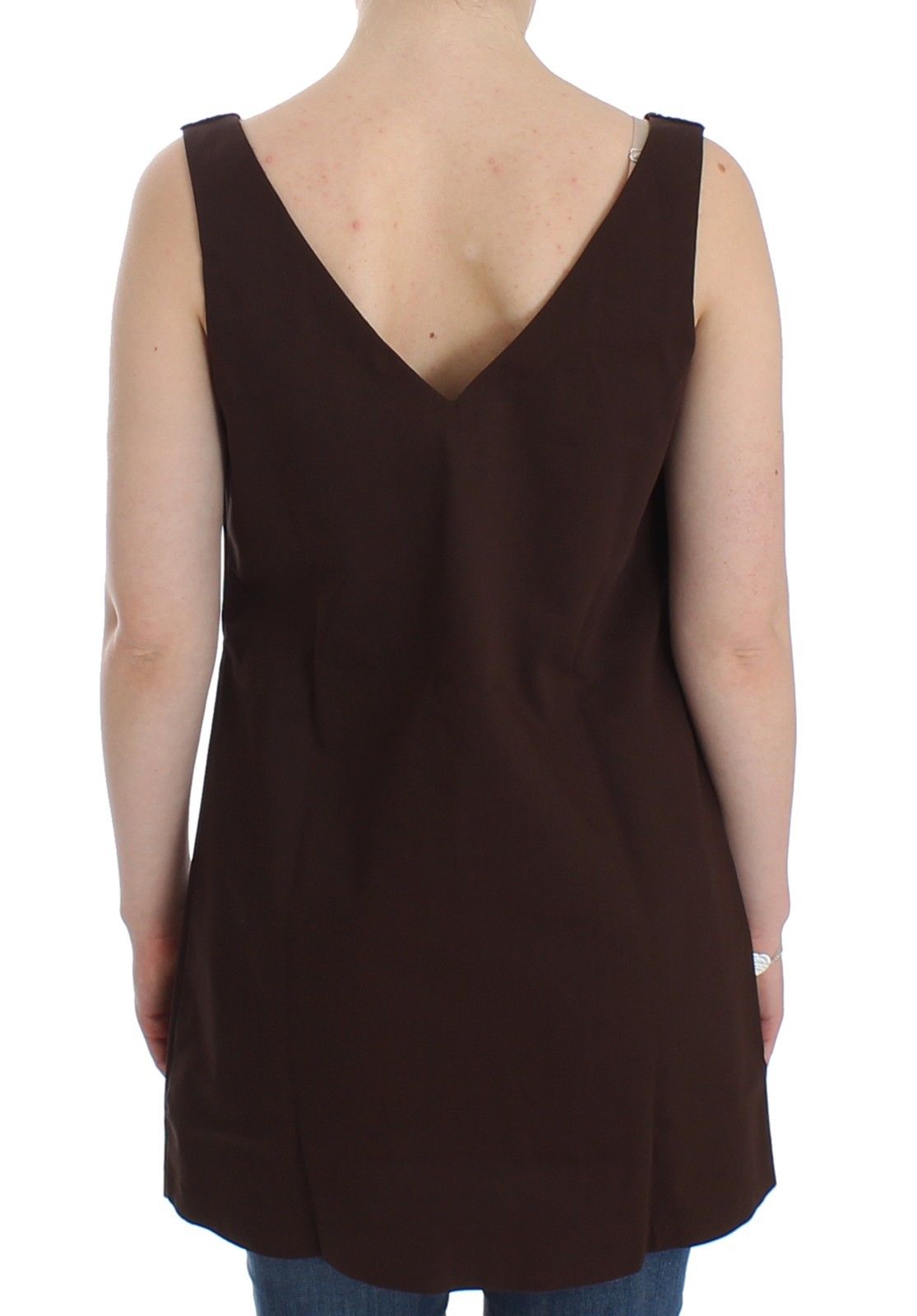 Ermanno Scervino Beachwear Brown Cotton Stretch Tunic Women's Dress