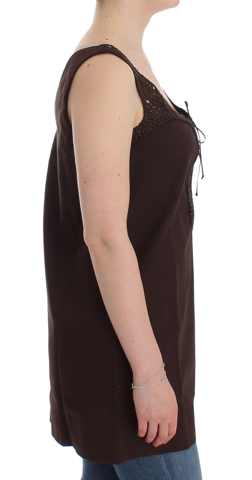 Ermanno Scervino Beachwear Brown Cotton Stretch Tunic Women's Dress