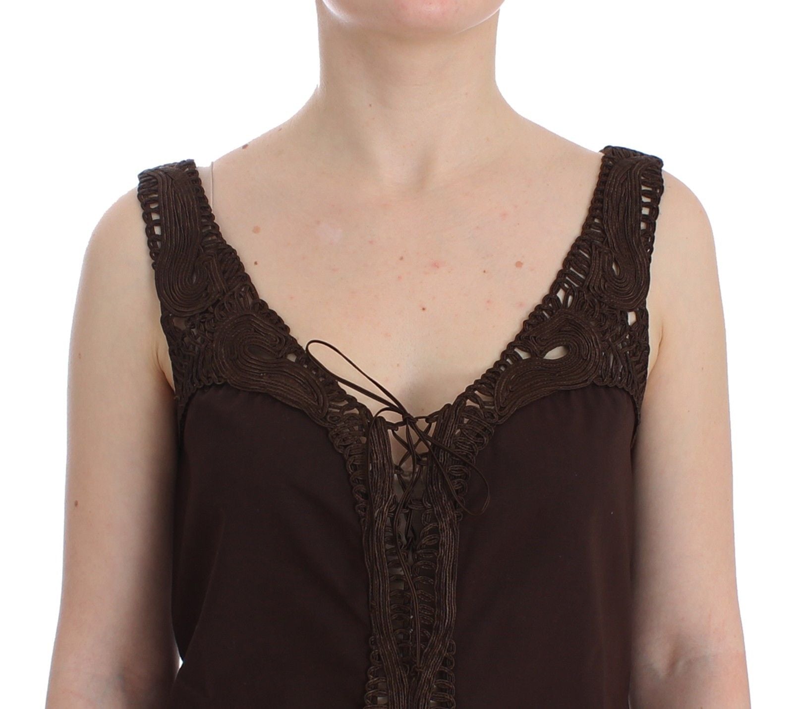 Ermanno Scervino Beachwear Brown Cotton Stretch Tunic Women's Dress