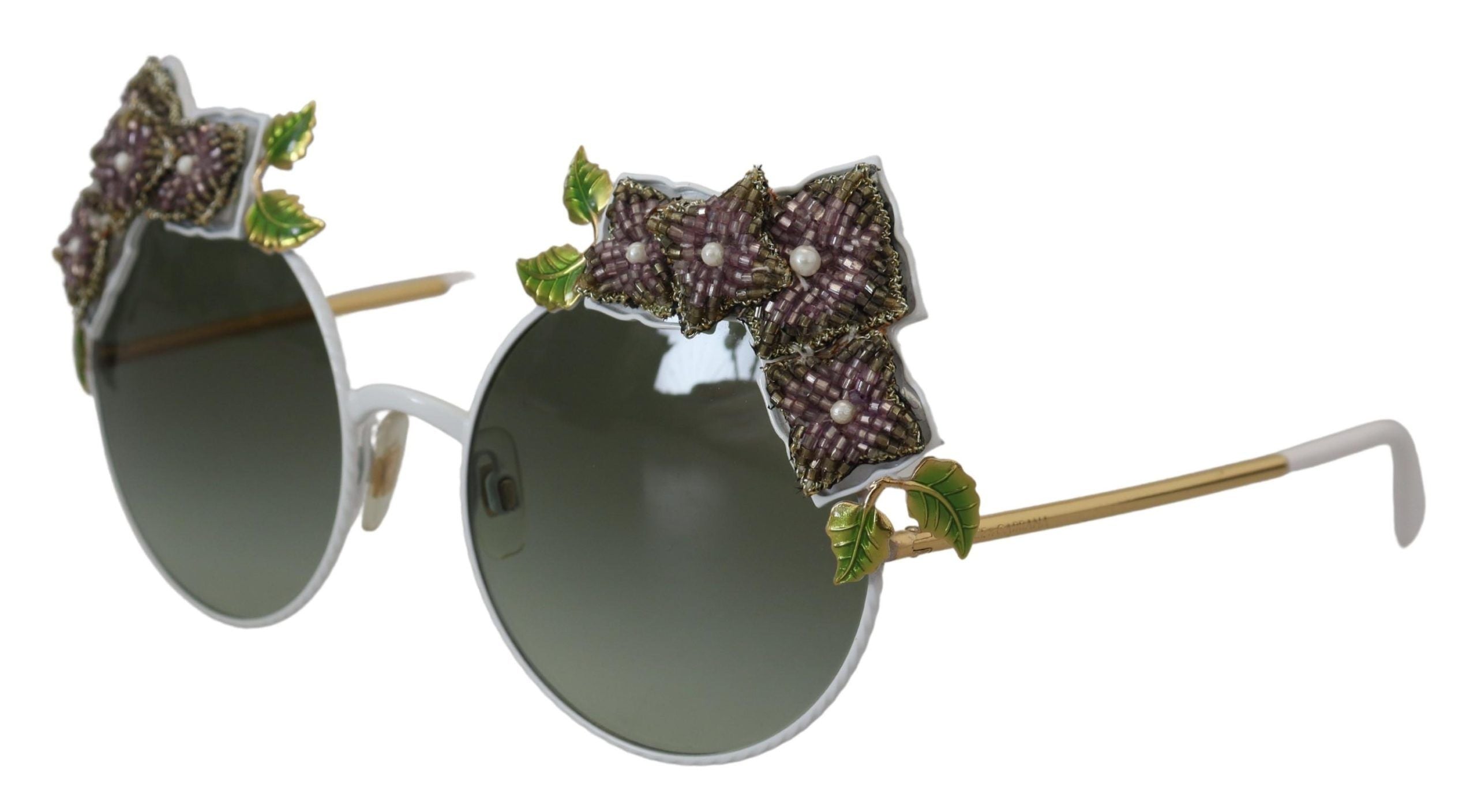 Dolce & Gabbana Elegant Floral Embellished Gold Women's Sunglasses