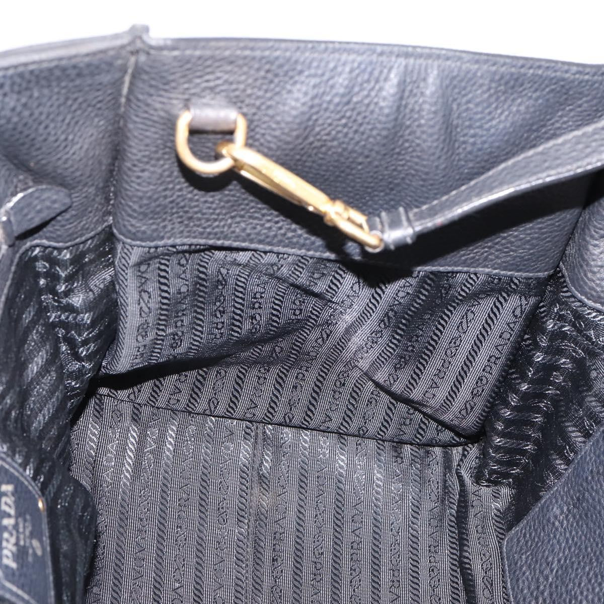 Prada Front Pocket Convertible Vitello Daino Black Leather Tote Bag Bag (Pre-Owned)