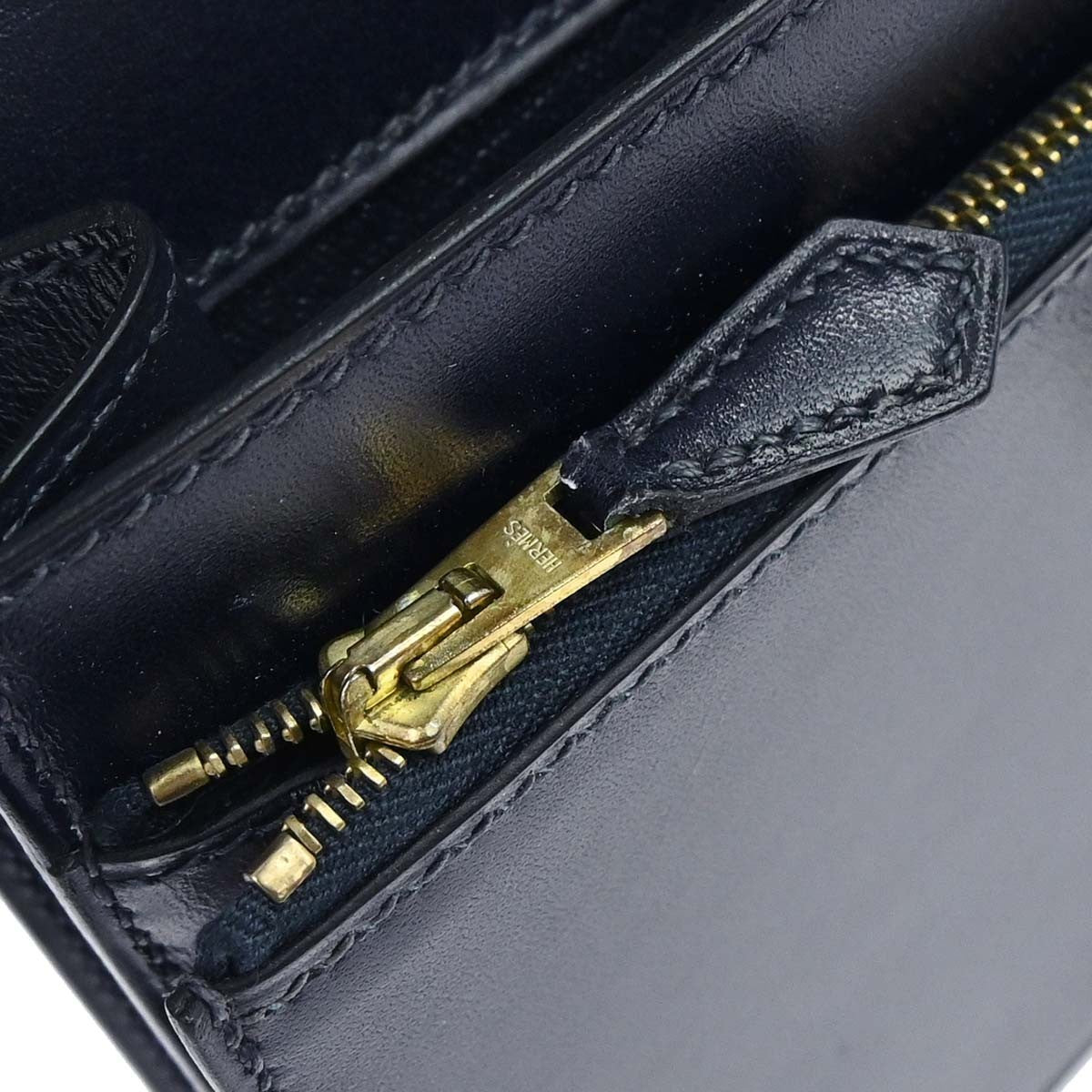 Hermes Jet Clutch Box Calf Navy Leather Clutche & Pouche Bag (Pre-Owned)