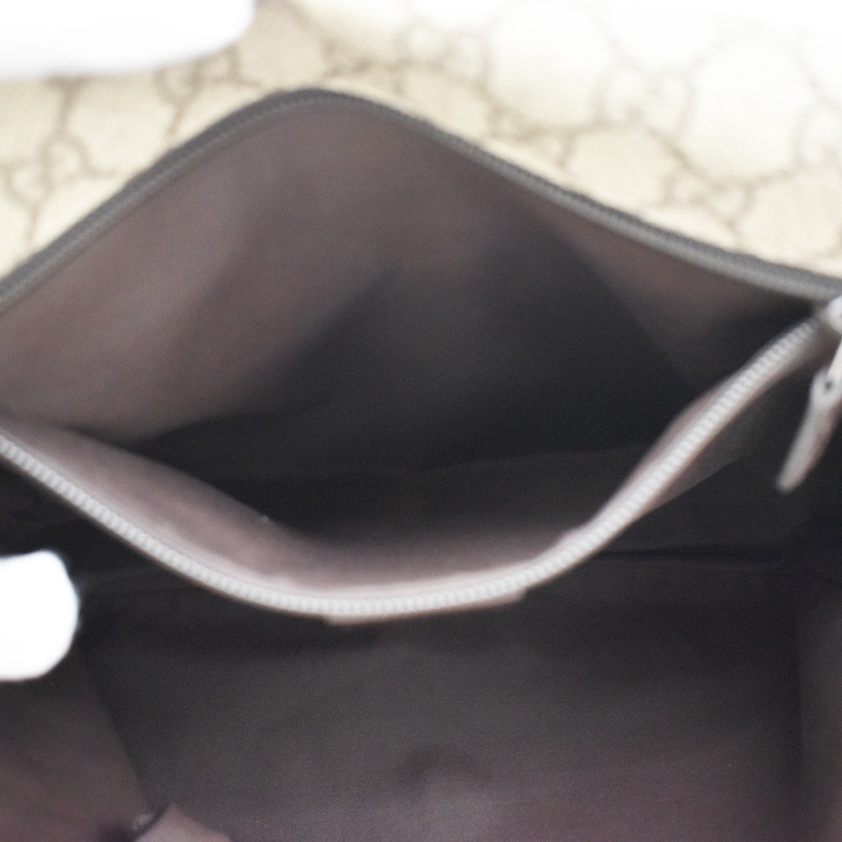 Gucci Web Strap Messenger Gg Coated Canvas Brown Leather Handbag (Pre-Owned)