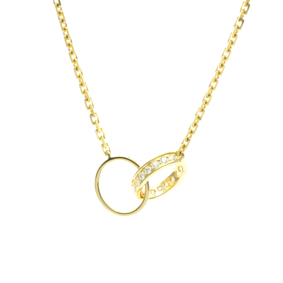Cartier Love Interlocking 18K Rose Gold With Diamonds Gold Gold Necklace Jewelry (Pre-Owned)