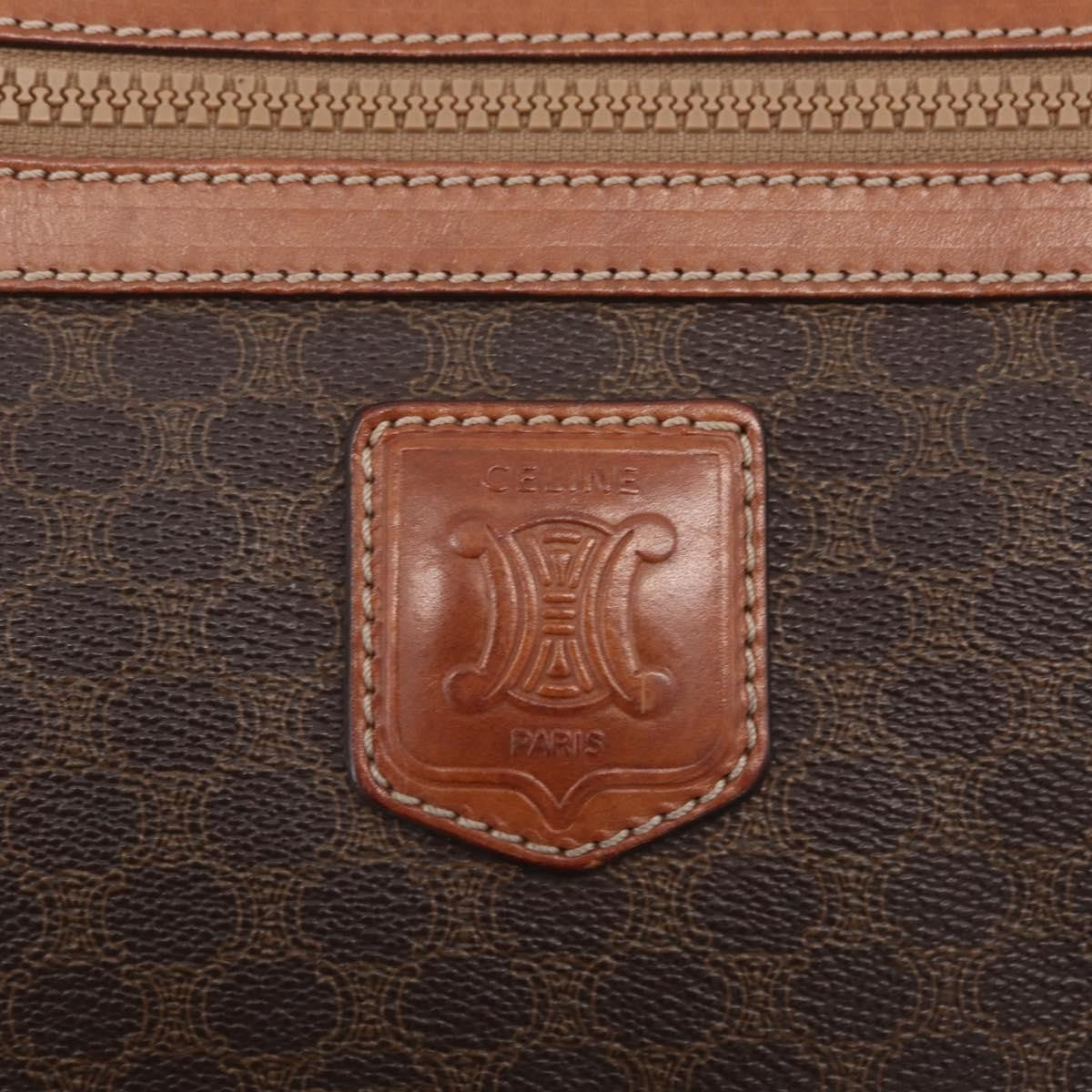 Celine Macadam Macadam With Leather Brown Canvas Tote Bag Bag (Pre-Owned)