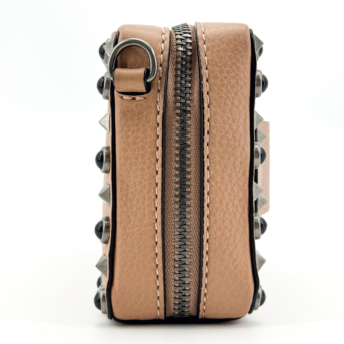 Valentino Garavani Rockstud Chain Camera Leather Brown Leather Crossbody Bag Bag (Pre-Owned)