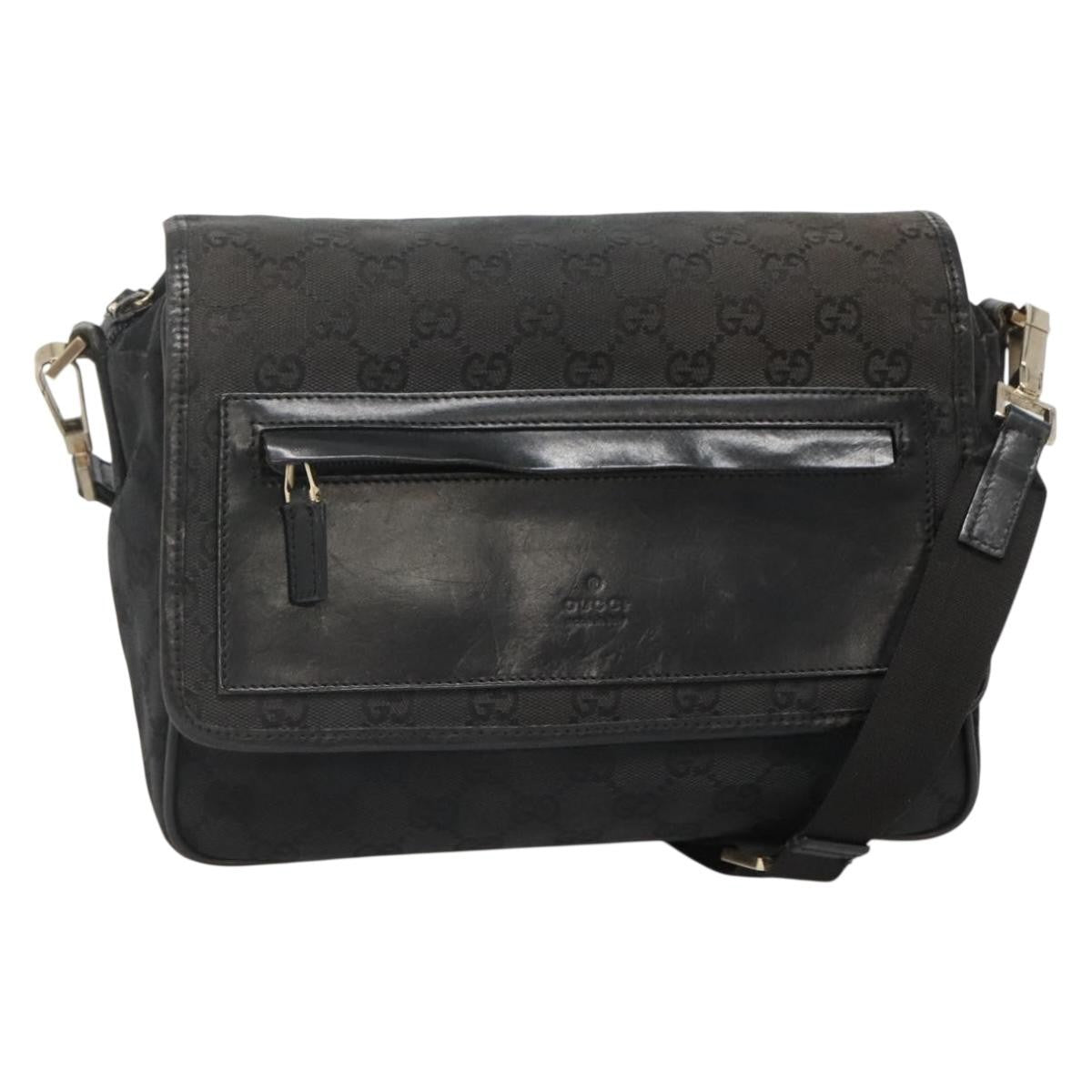 Gucci Flap Messenger Gg Coated Canvas Black Canvas Shoulder Bag Bag (Pre-Owned)