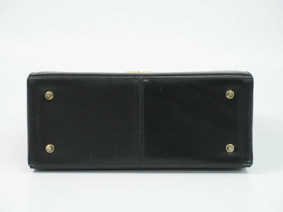 Salvatore Ferragamo Convertible Top Handle Leather Black Leather Handbag (Pre-Owned)
