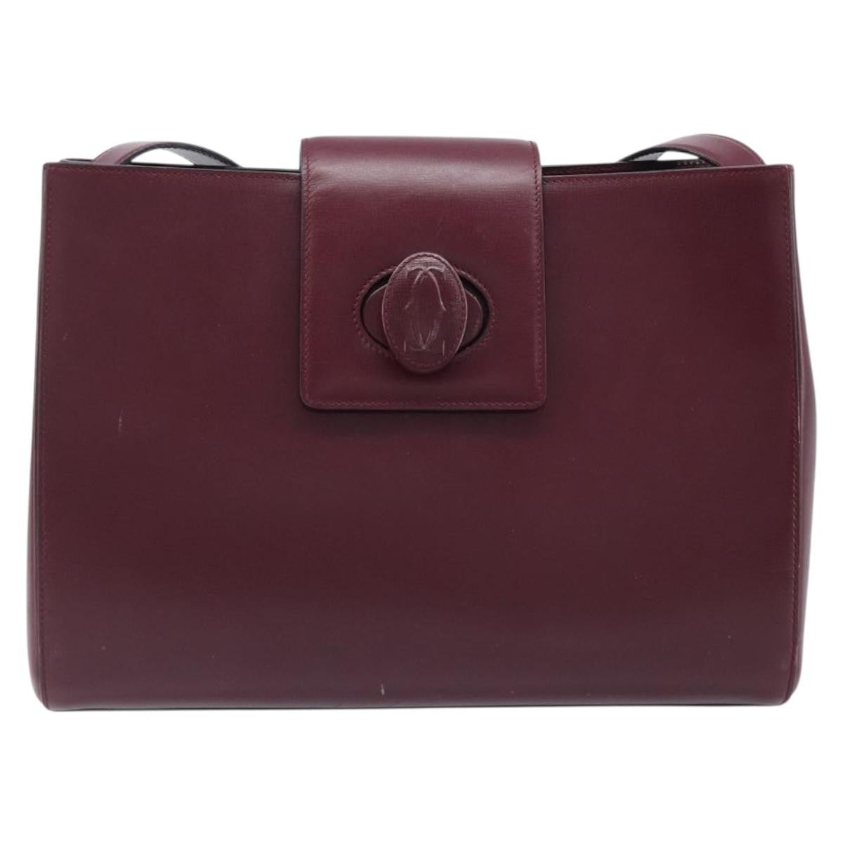 Cartier Must De Cartier Leather Burgundy Leather Shoulder Bag Bag (Pre-Owned)
