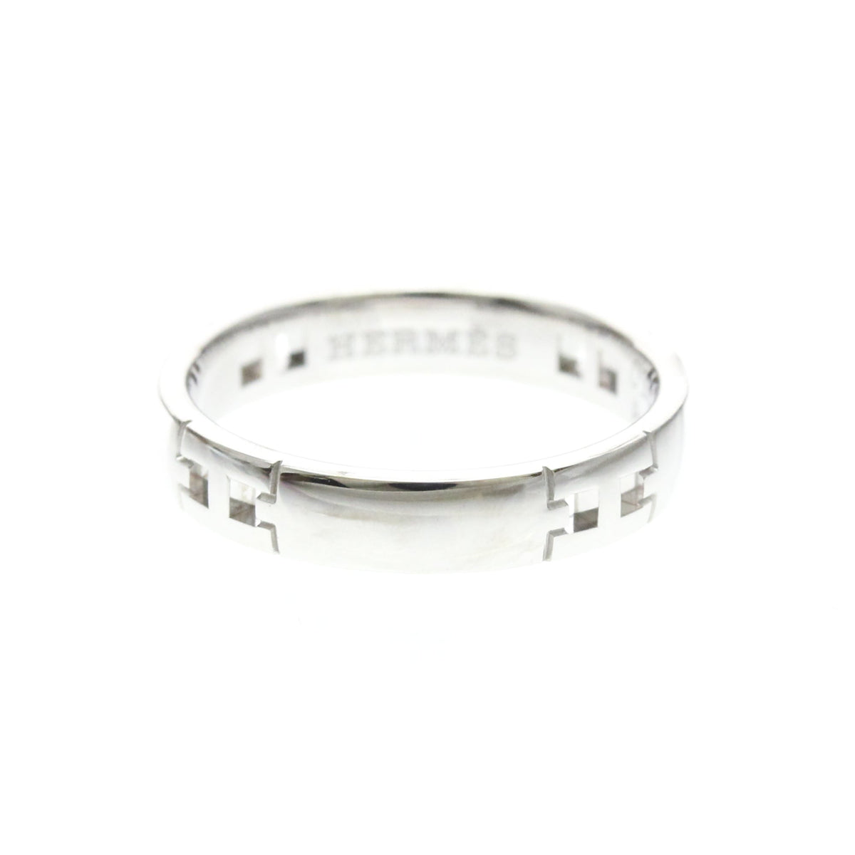 Hermes Hercules 18K White Gold Silver White_Gold Ring Jewelry (Pre-Owned)