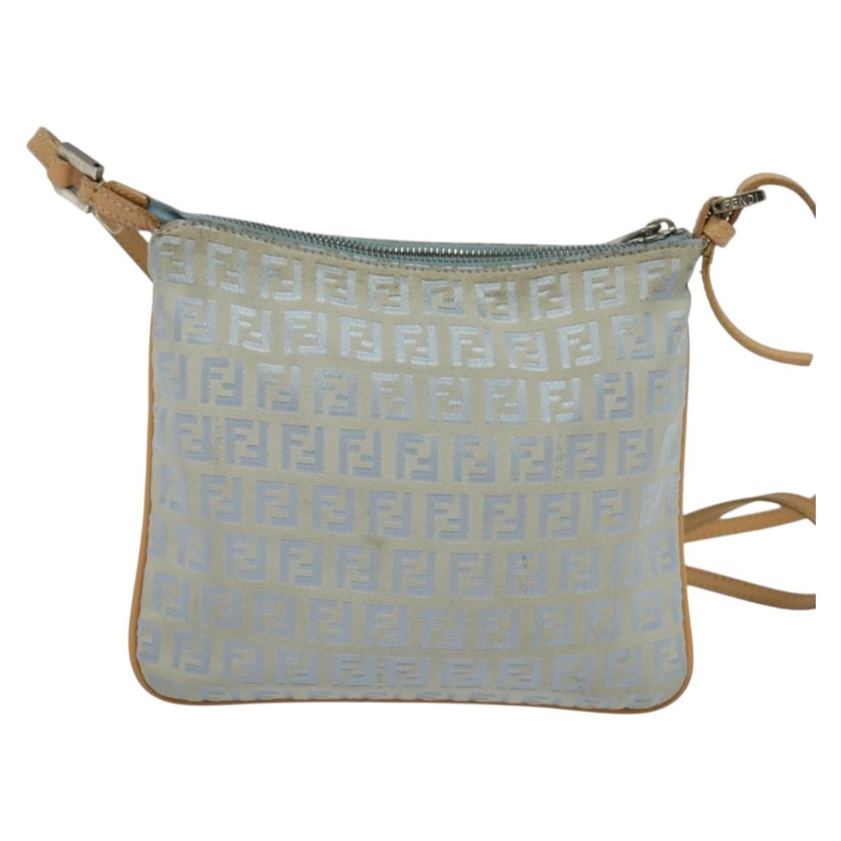 Fendi Vintage Flat Zucchino Canvas Blue Canvas Shoulder Bag Bag (Pre-Owned)