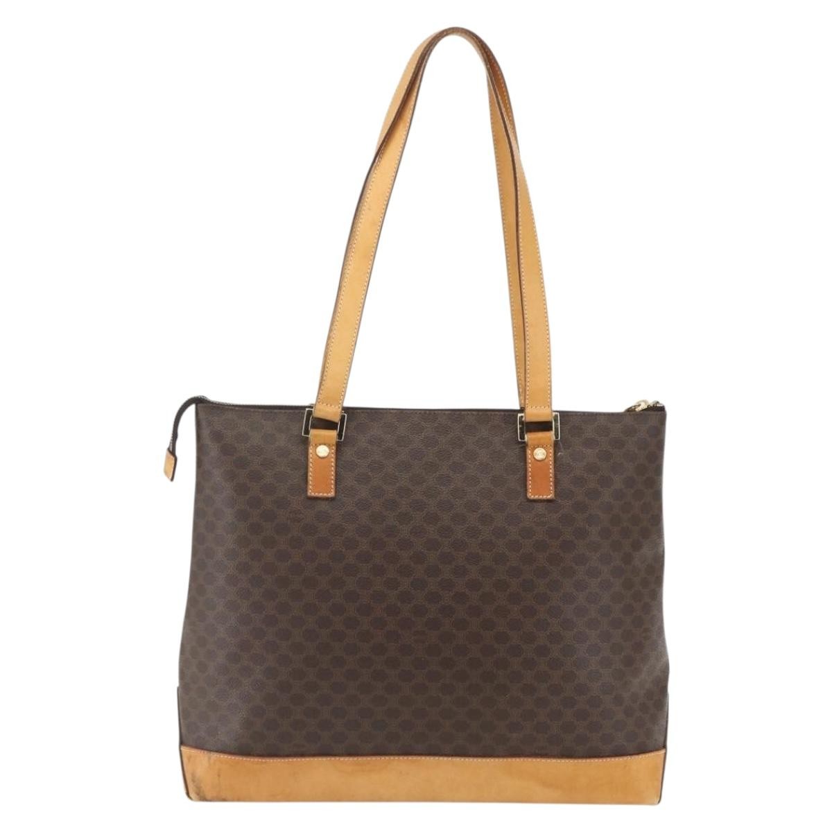 Celine Vintage Macadam Canvas And Leather Brown Canvas Tote Bag Bag (Pre-Owned)