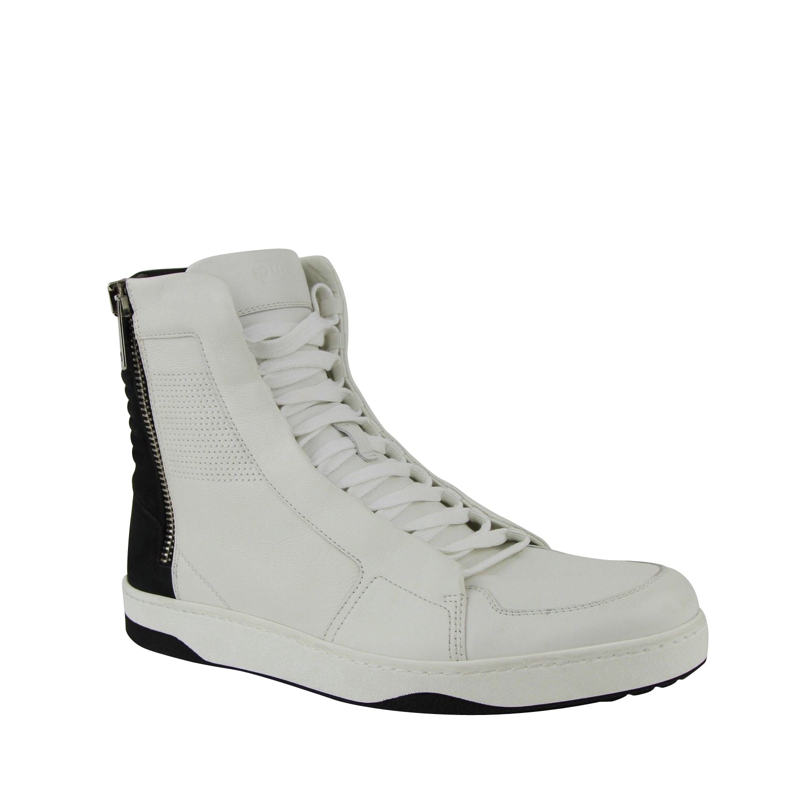 Gucci Zip Up Black / White Suede / Leather Hi Top Sneakers 386743 9072
