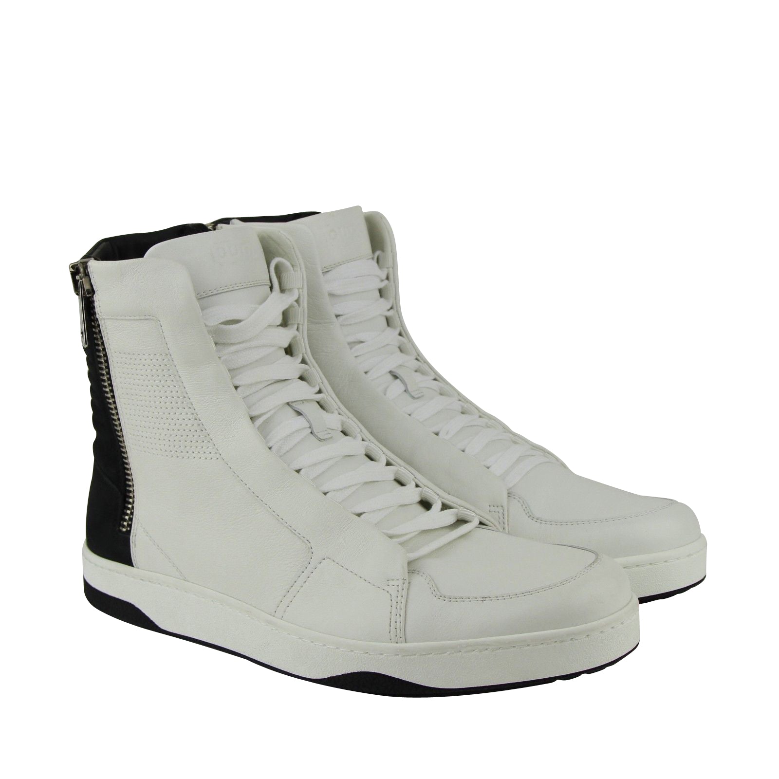 Gucci Zip Up Black / White Suede / Leather Hi Top Sneakers 386743 9072