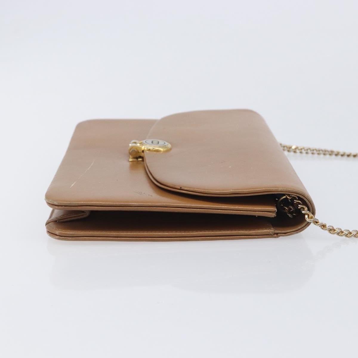 Christian Dior Vintage Cd Chain Flap Leather Beige Leather Shoulder Bag Bag (Pre-Owned)