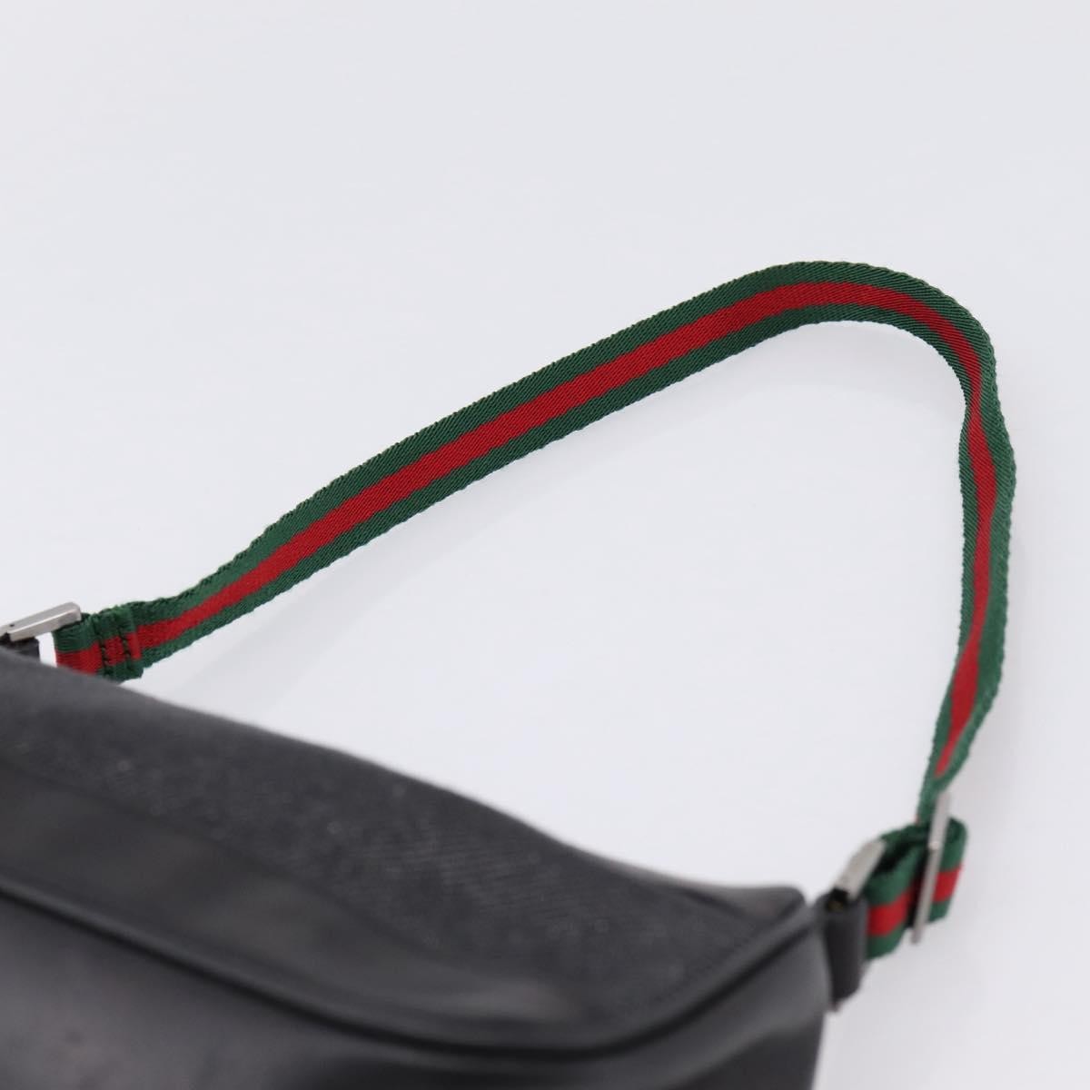 Gucci Web Sherry Line Accessory Pouch Denim & Leather Black Canvas Clutche & Pouche Bag (Pre-Owned)