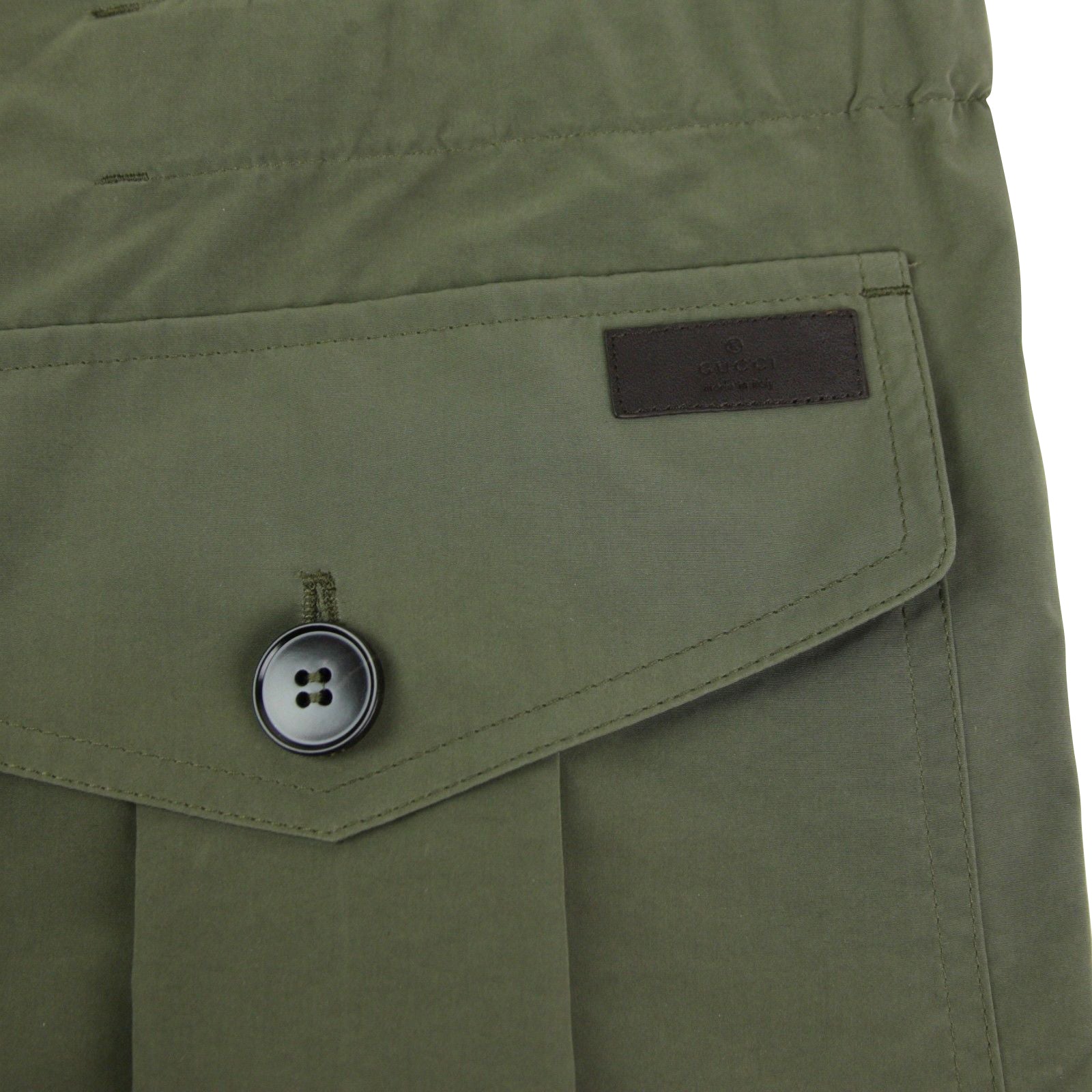 Gucci Men's Soft Popeline Army Green Polyester Polyamide Peacoat