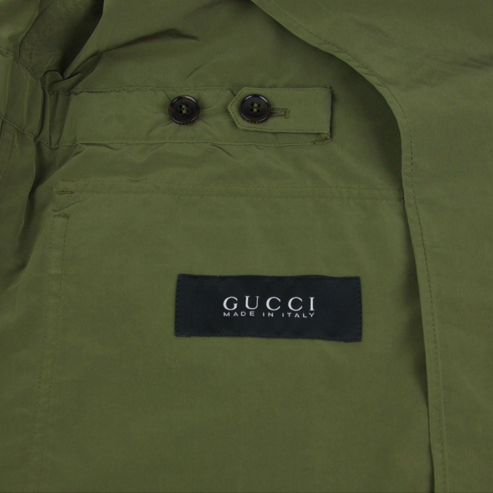 Gucci Men's Soft Popeline Army Green Polyester Polyamide Peacoat