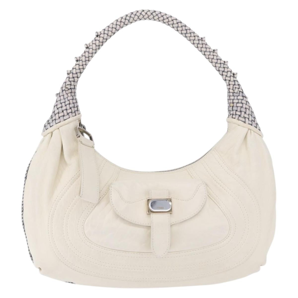 Fendi Spy Pocket Hobo Leather White Leather Handbag (Pre-Owned)