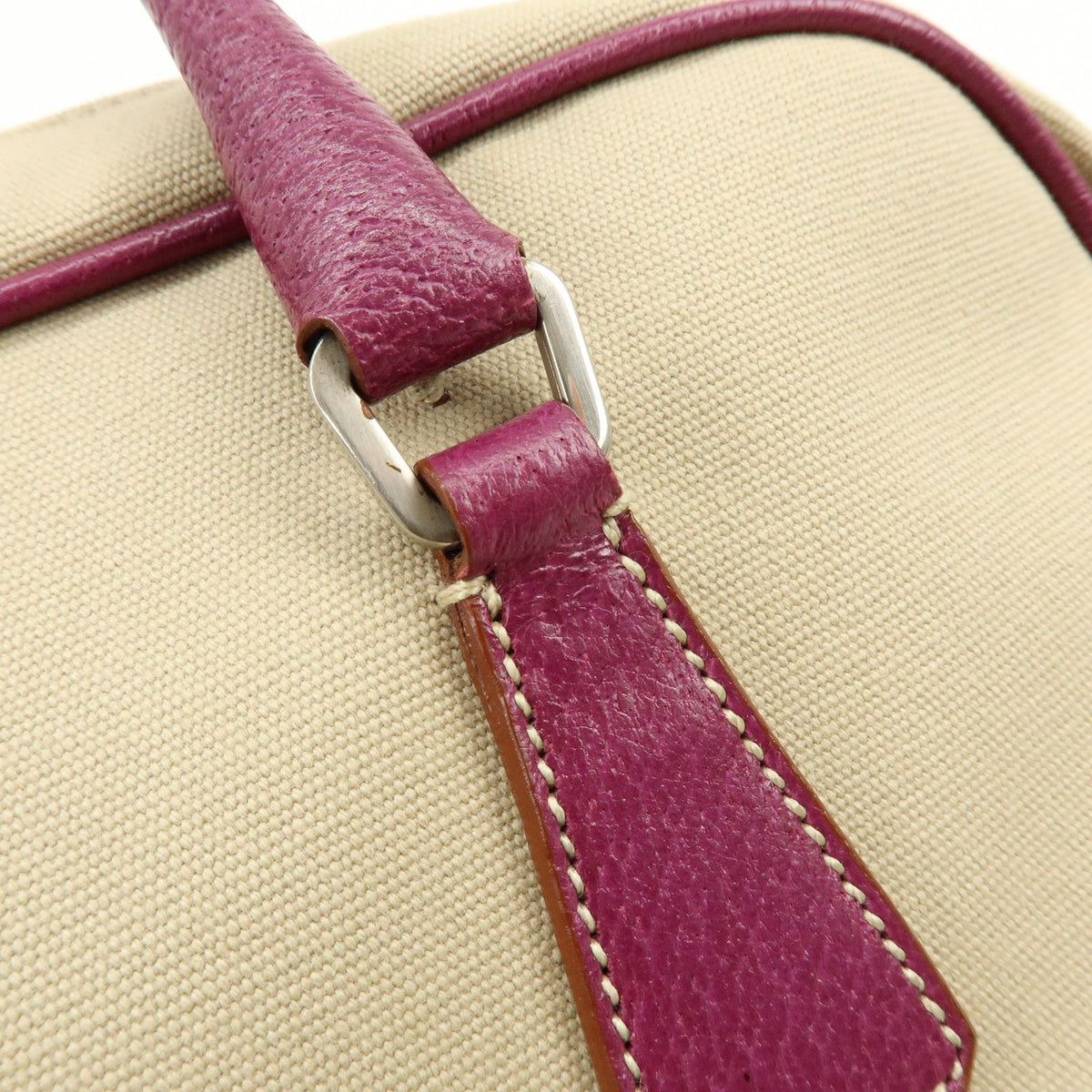 Prada Bowler Canvas With Leather Purple Canvas Shoulder Bag Bag (Pre-Owned)
